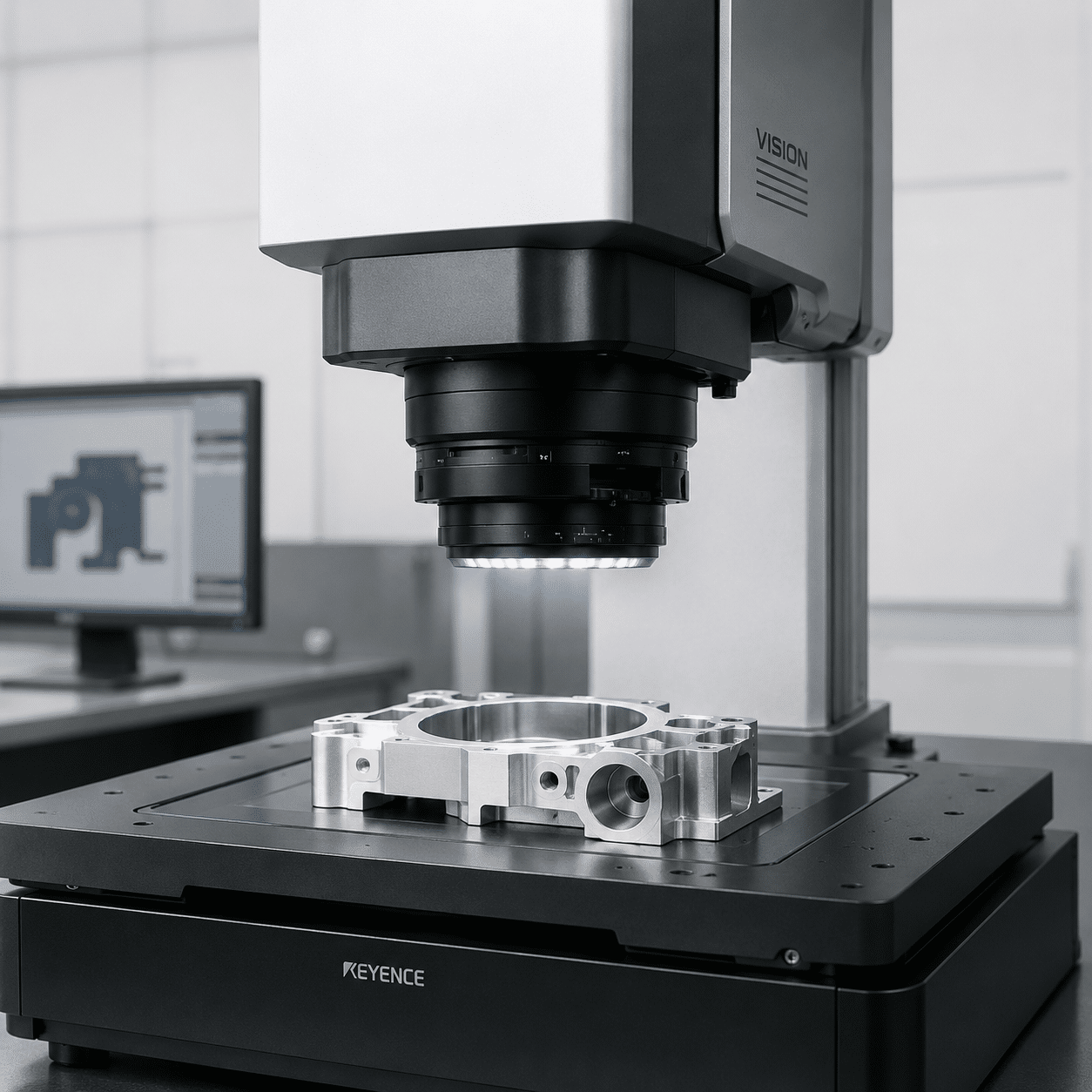 3D laser scanning system inspecting a precision machined component