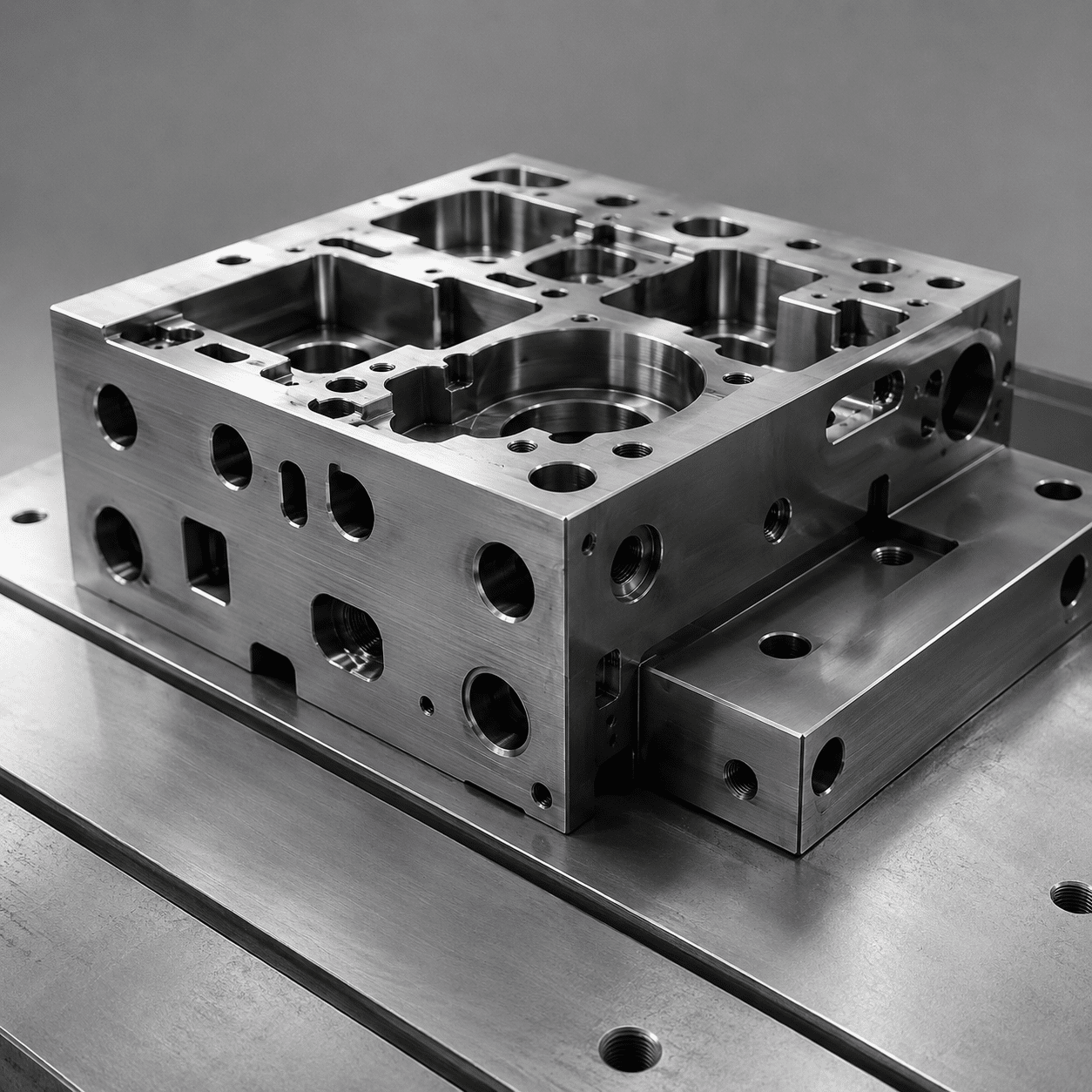Precision machined metal block
